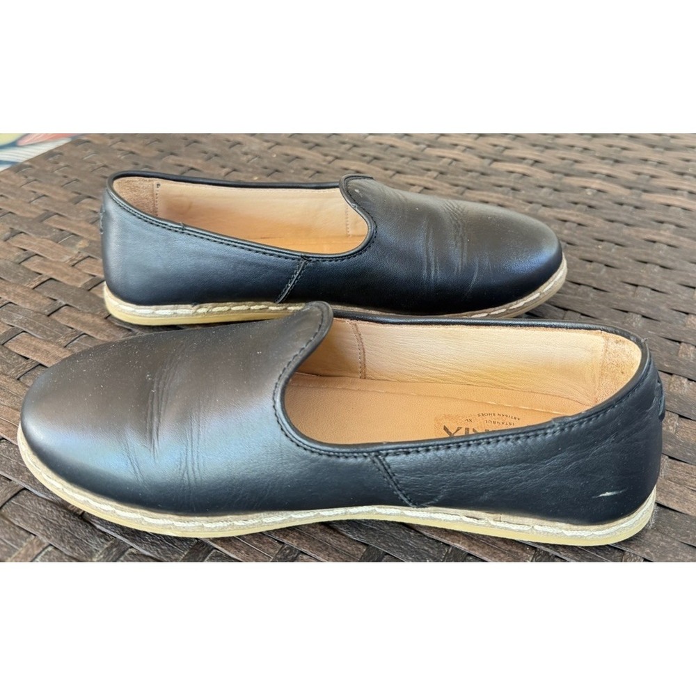 CHARIX Istanbul Handmade Leather Flats EU 37 Black - Picture 4 of 8
